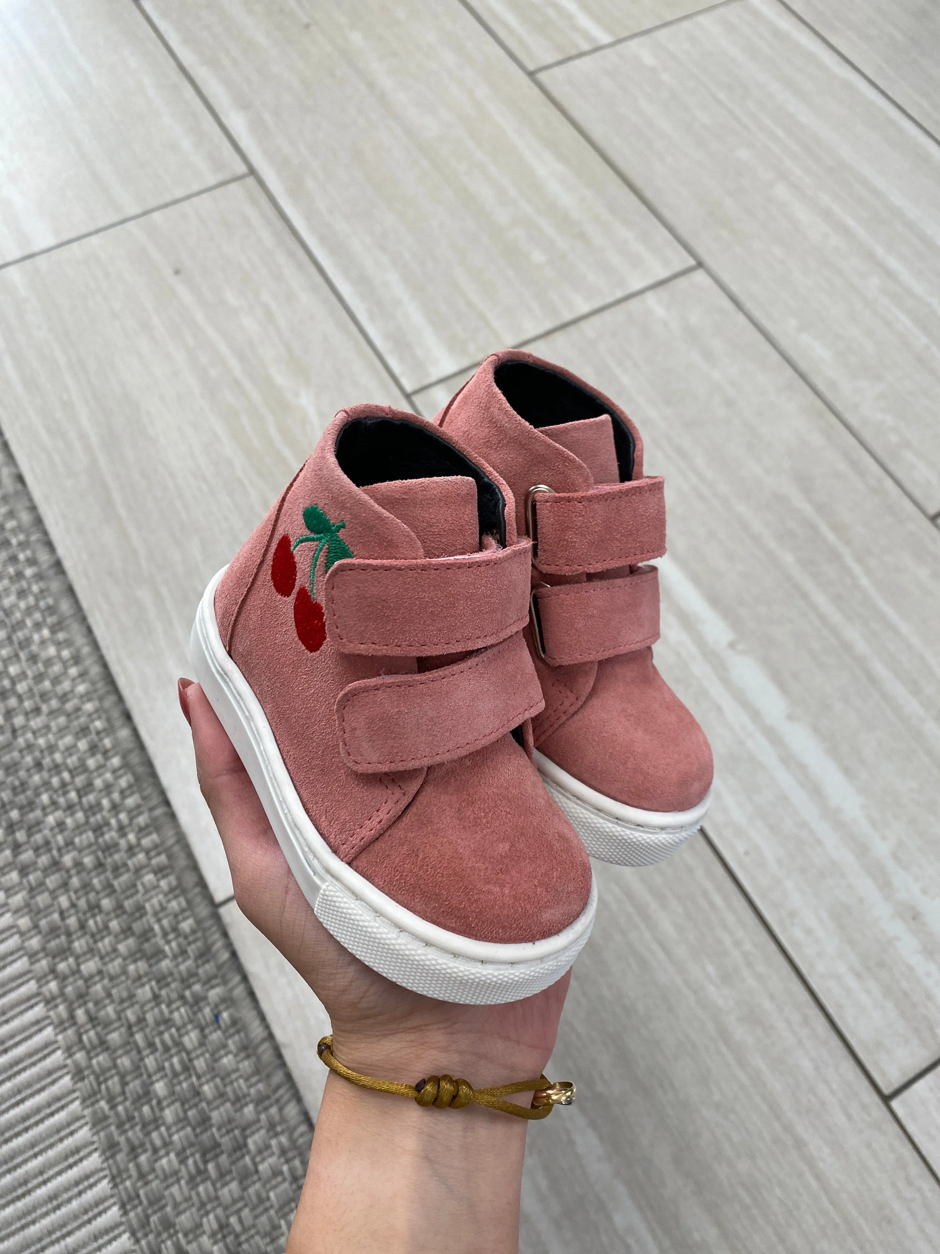 Blublonc Pink Cherry Velcro Baby Sneaker