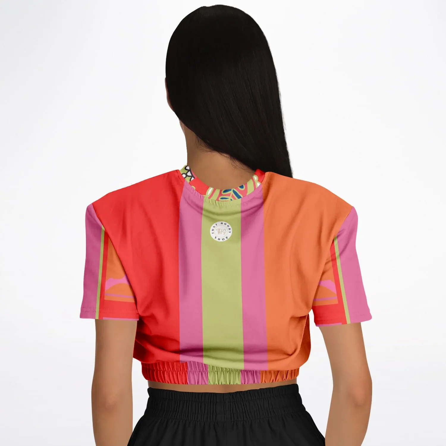 Chili Pepper Colorblock Camo Trio Short Sleeve Cropped Eco-Poly Sweater