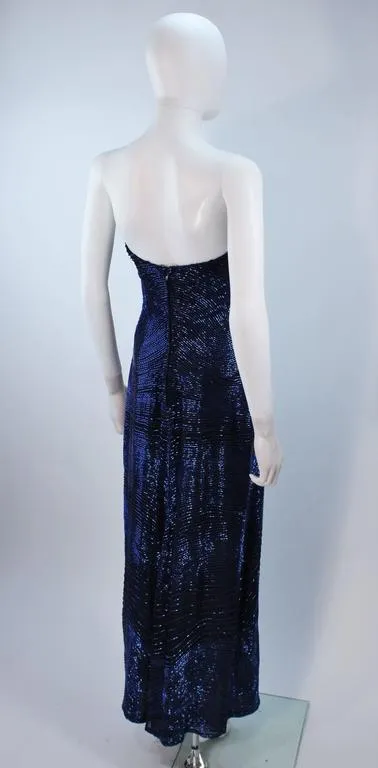 HALSTON Rare Blue Beaded Strapless Gown Size 2-6
