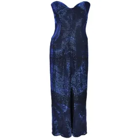 HALSTON Rare Blue Beaded Strapless Gown Size 2-6