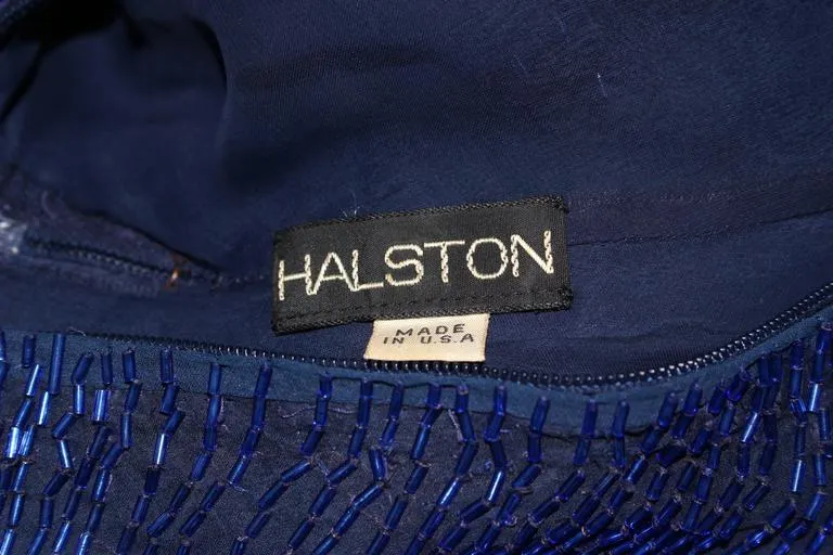HALSTON Rare Blue Beaded Strapless Gown Size 2-6