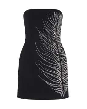 PF24DK05DA Rhinestone feather embroidered dress