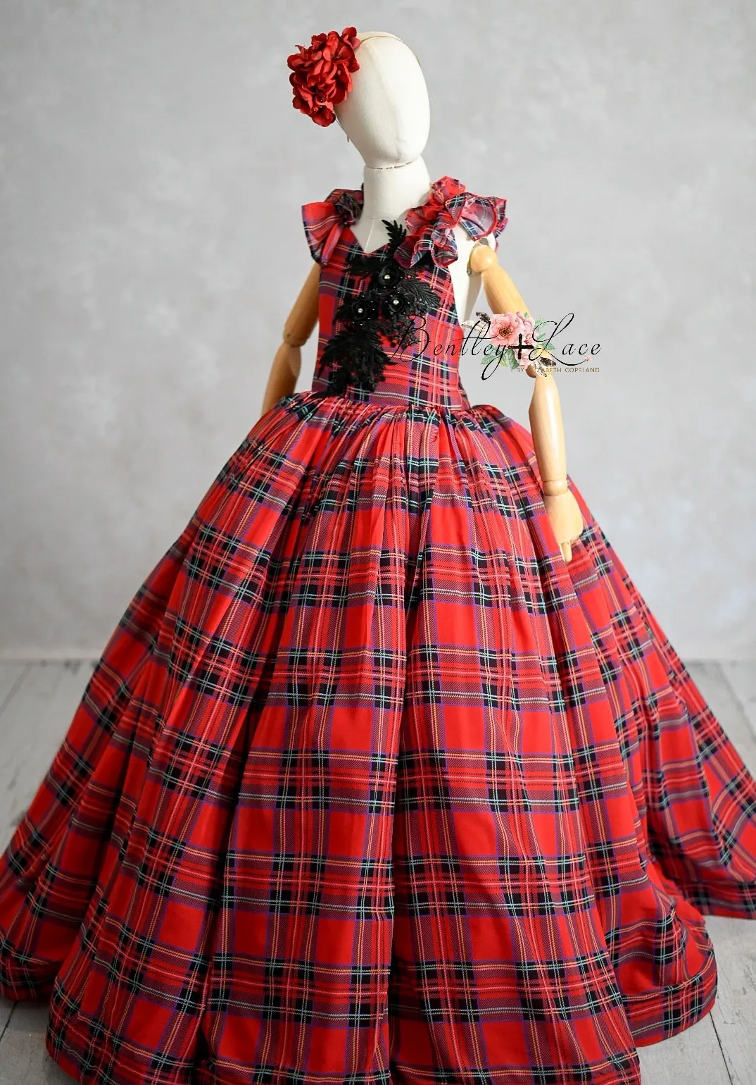 retired euc Couture gown rental: "Carolle -  Red -  Floor Length ( 6 Year - Petite 8 Year)
