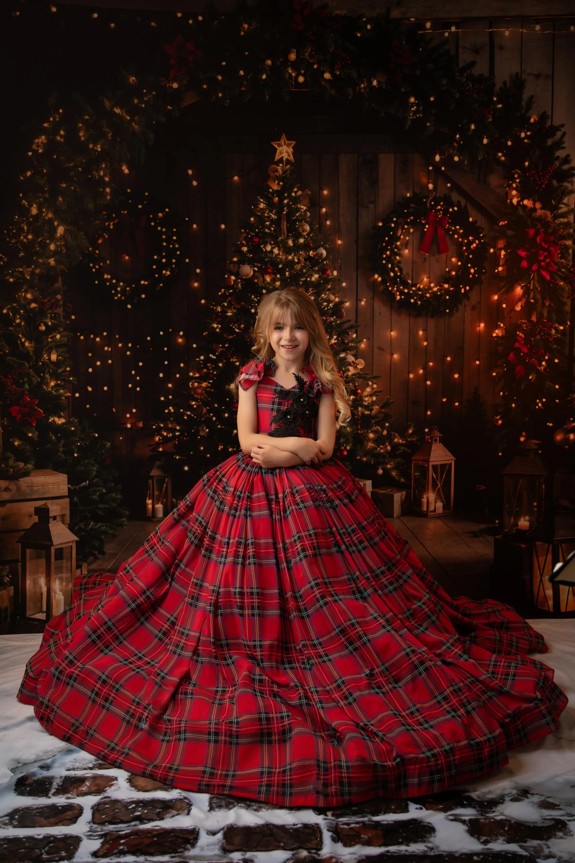 retired euc Couture gown rental: "Carolle -  Red -  Floor Length ( 6 Year - Petite 8 Year)