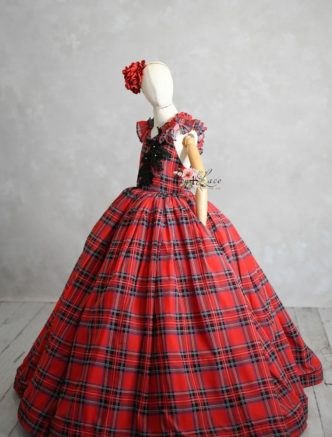 retired euc Couture gown rental: "Carolle -  Red -  Floor Length ( 6 Year - Petite 8 Year)
