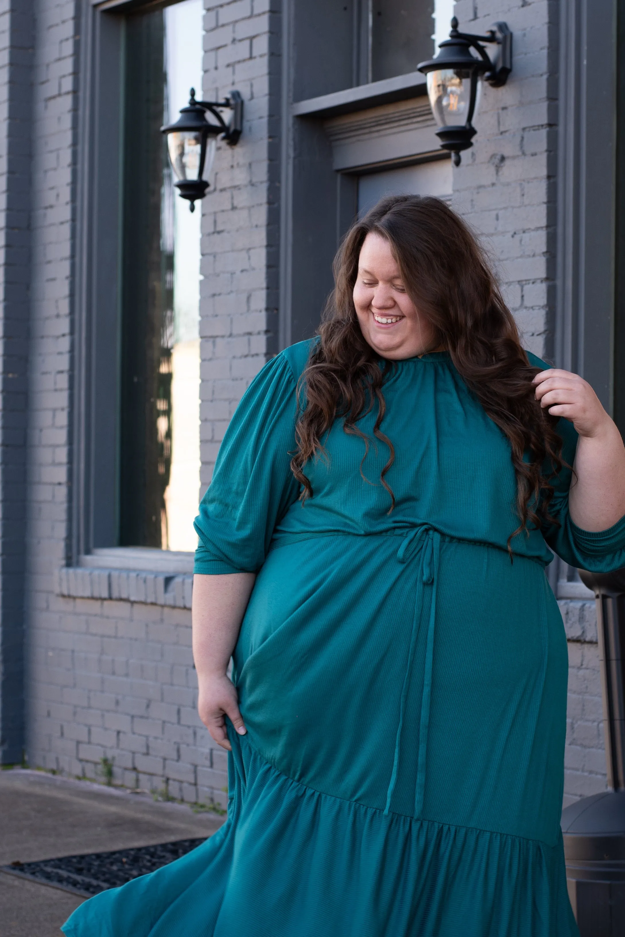 The Ribbed Maxi Drawstring Dress (Emerald)*COMING SOON*