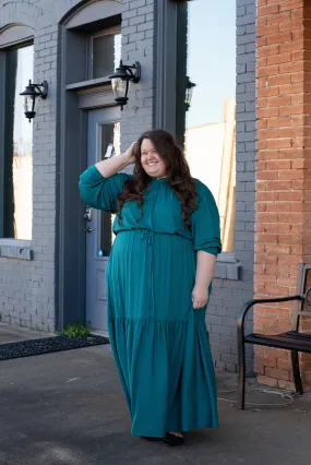 The Ribbed Maxi Drawstring Dress (Emerald)*COMING SOON*