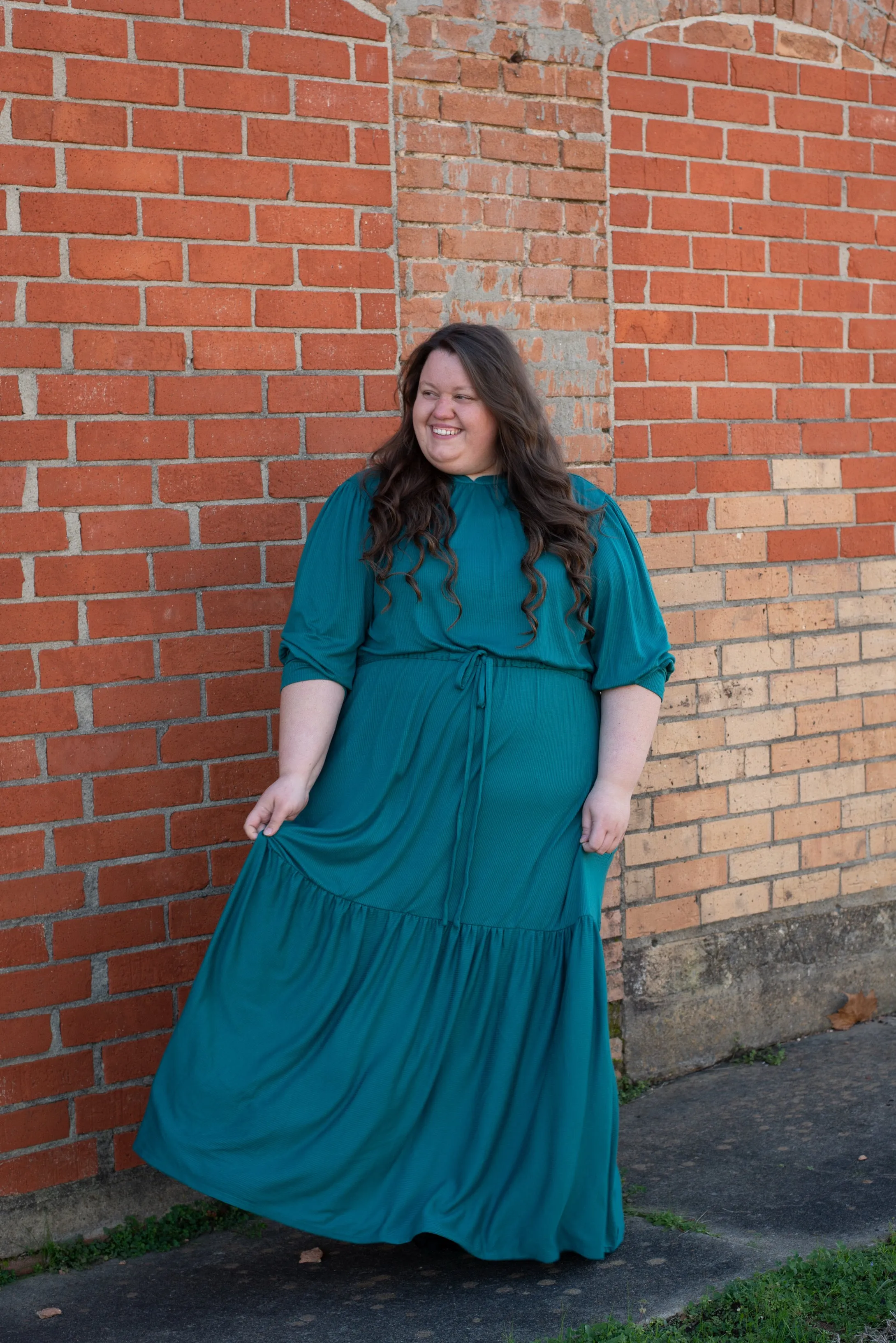The Ribbed Maxi Drawstring Dress (Emerald)*COMING SOON*