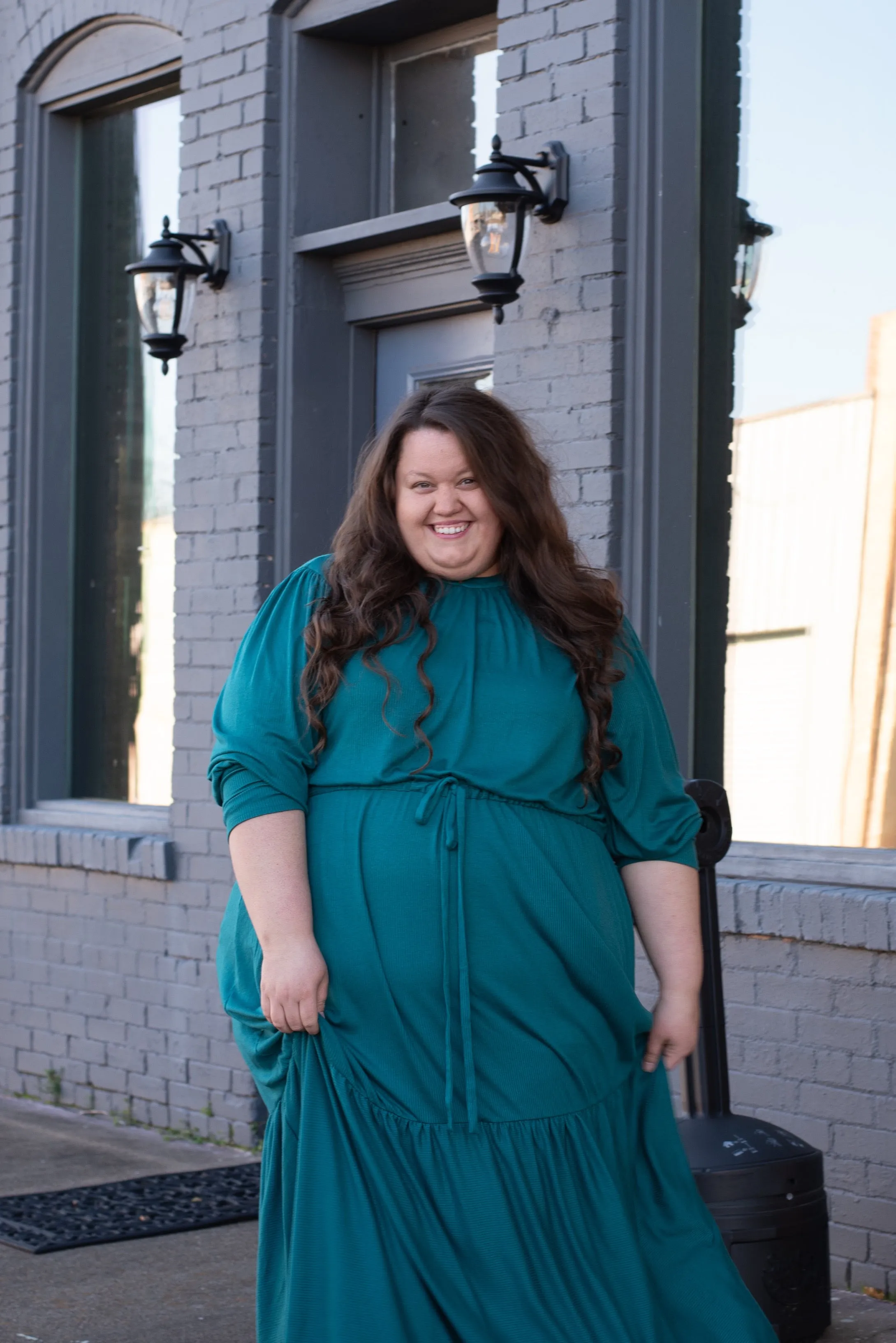 The Ribbed Maxi Drawstring Dress (Emerald)*COMING SOON*