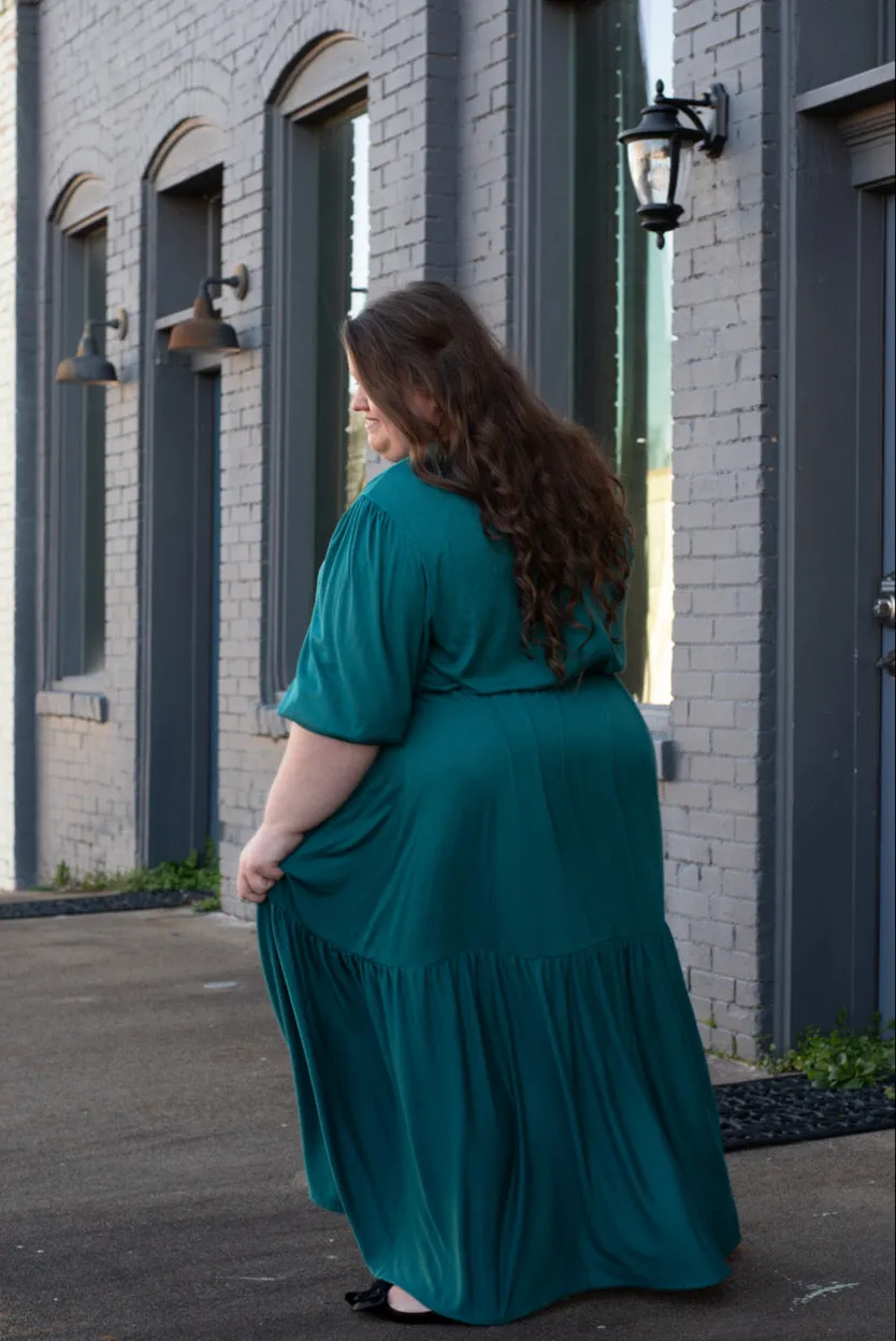 The Ribbed Maxi Drawstring Dress (Emerald)*COMING SOON*