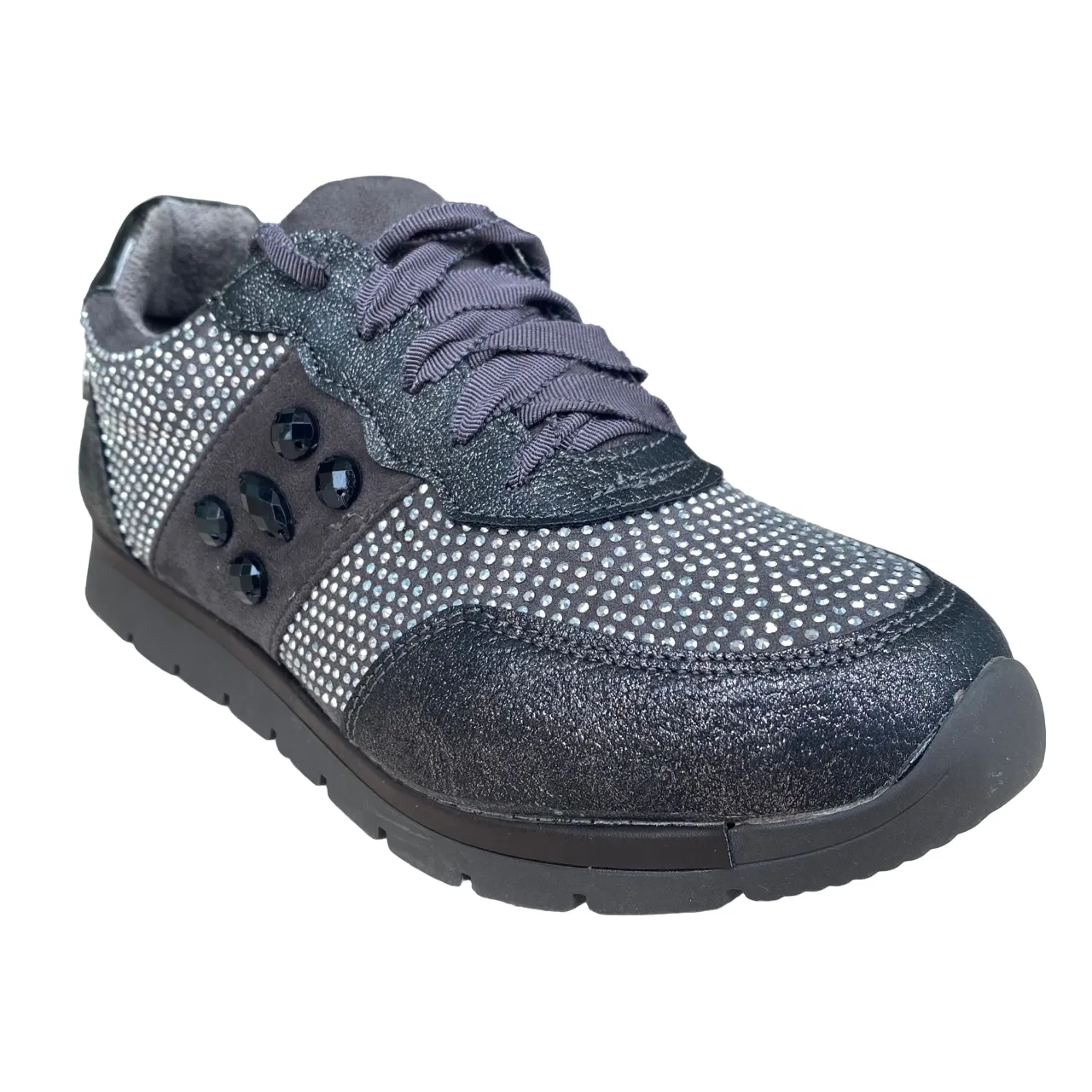 XTI women's sneakers shoe with suede and rhinestone upper Zapato 55763 gray